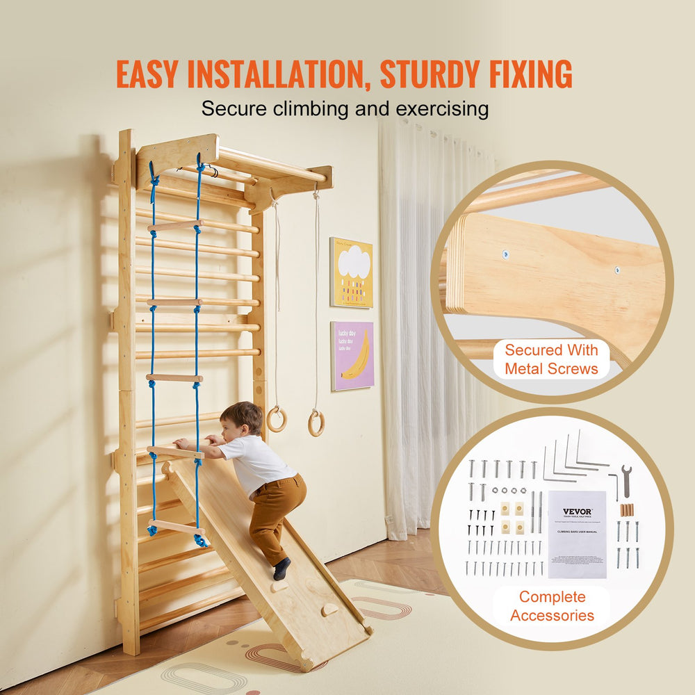 Vevor Ladder Wall Gym 5-in-1 Wooden Playground Set New