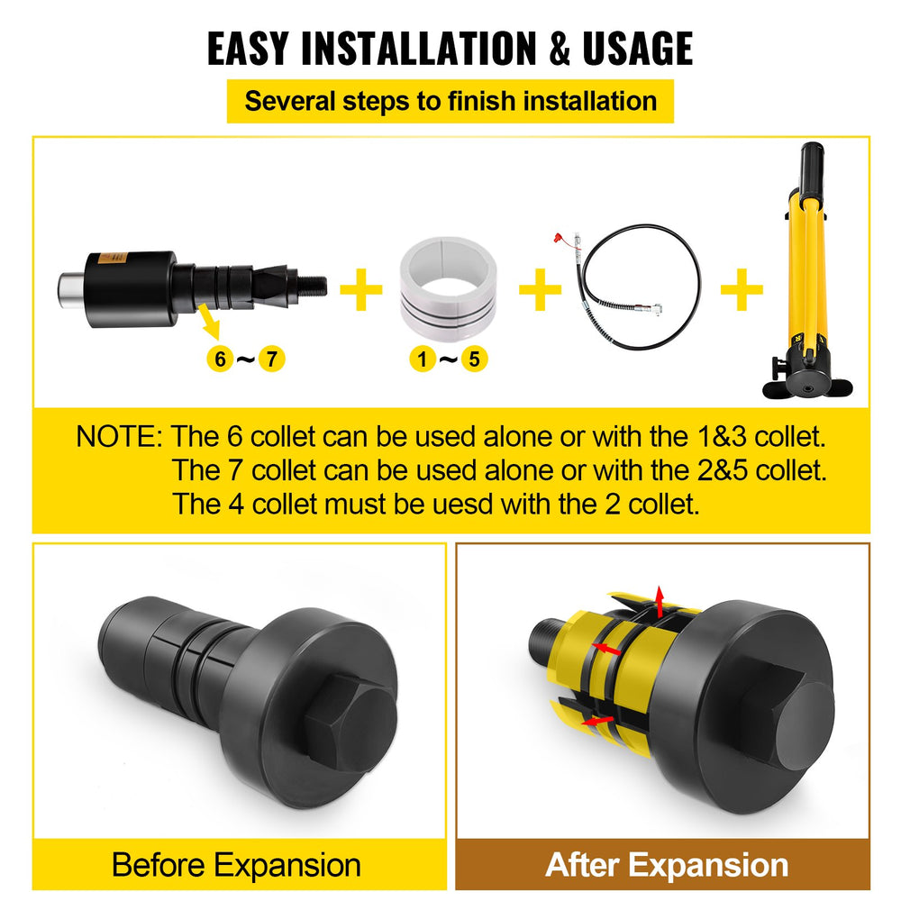 Vevor Hydraulic Exhaust Pipe Expander 1-5/8" to 4-1/4" Manual Stretcher w/ Die Set New