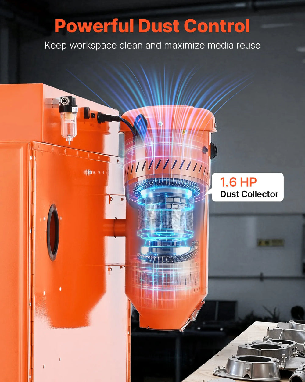 Vevor Sandblasting Cabinet 115 Gal. with 31 Gal. Media Hopper Dust Collector New