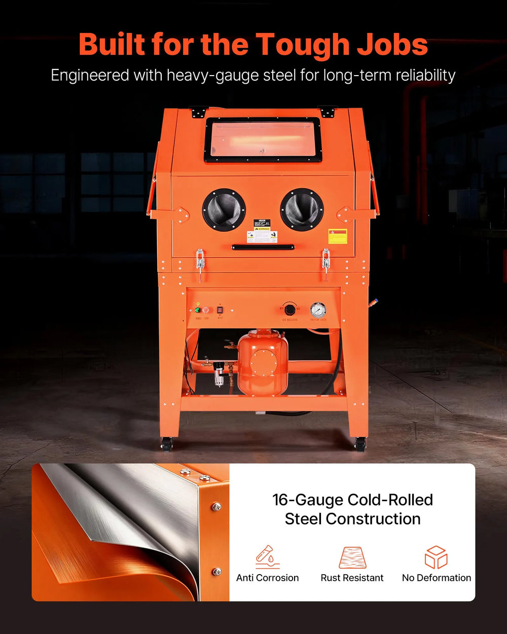 Vevor Sandblasting Cabinet 245 Gal. with Pressurized Tank Media Hopper Dust Collector New