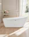 Vevor Acrylic Freestanding Bathtub 56.8 Gal. 67" Oval with Brushed Nickel Drain New