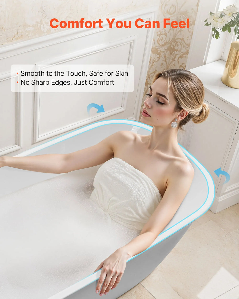 Vevor Acrylic Freestanding Bathtub 63.4 Gal. 67" Oval with Polished Chrome Drain New
