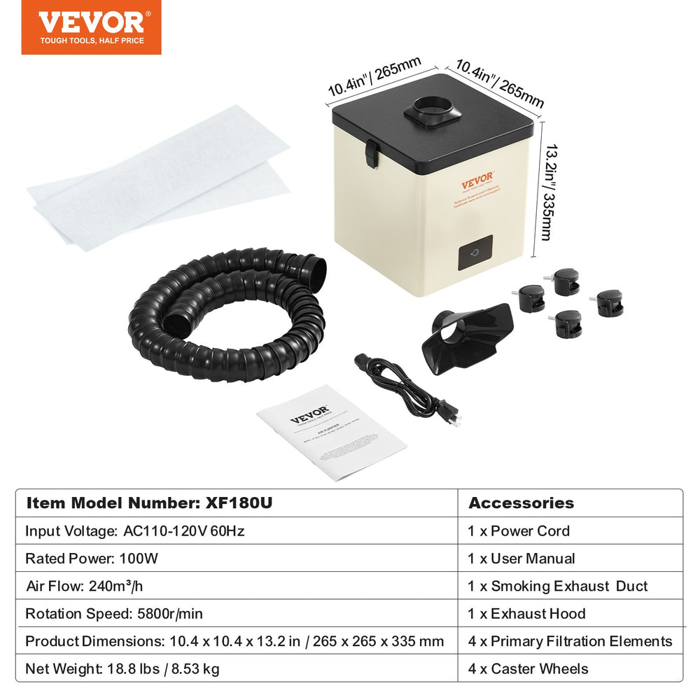 Vevor 100W Solder Fume Extractor 3-Stage Filters 240 m³/h Strong Suction New