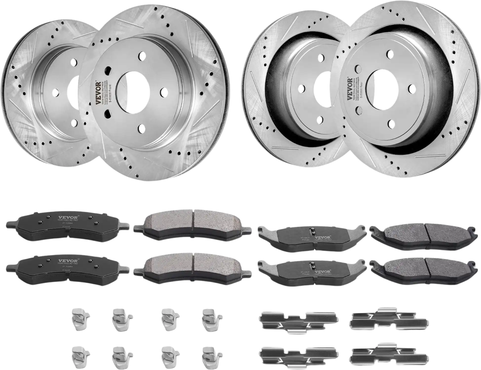 Vevor Front and Rear Brake Rotors and Pads Kit Drilled Slotted for Dodge Ram 1500 New