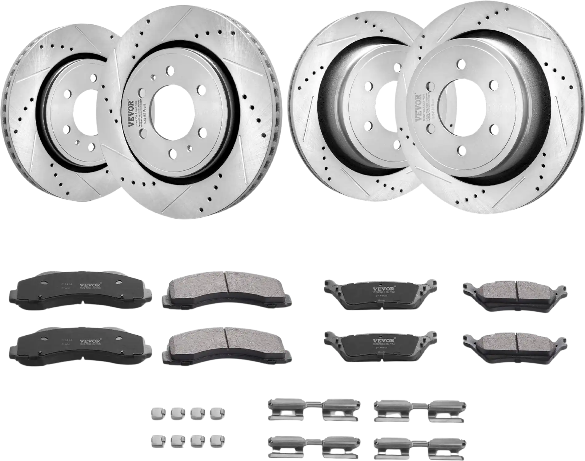 Vevor Front and Rear Brake Rotors and Pads Kit Drilled Slotted for '12-'20 Ford F-150 New
