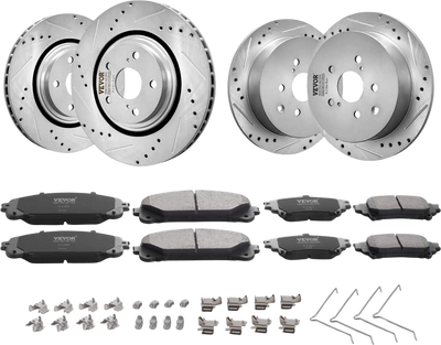 Vevor Front and Rear Brake Rotor and Pad Set Drilled Slotted for Toyota Sienna & Highlander New