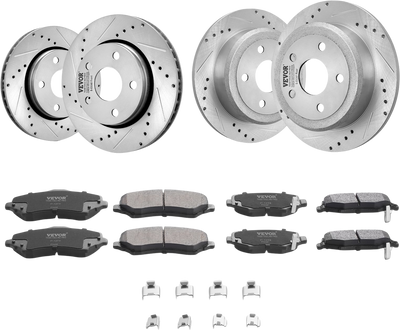 Vevor Front & Rear Brake Rotors Pads Kit Drilled Slotted for Jeep Wrangler 2007-2017 New
