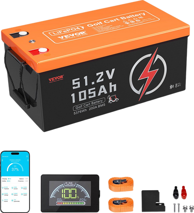 Vevor Golf Cart Battery Lithium 48V 105Ah with LCD Monitor 4000+ Cycles New
