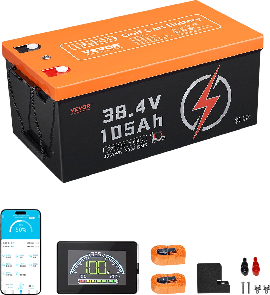 Vevor Golf Cart Battery Lithium 36V 105Ah with LCD Monitor 4000+ Cycles New