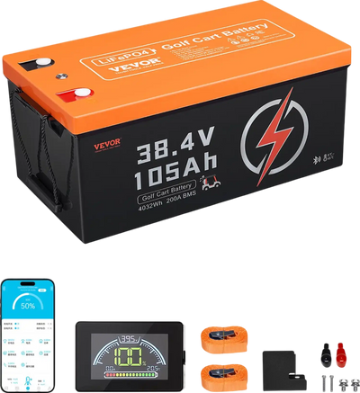 Vevor Golf Cart Battery Lithium 36V 105Ah with LCD Monitor 4000+ Cycles New