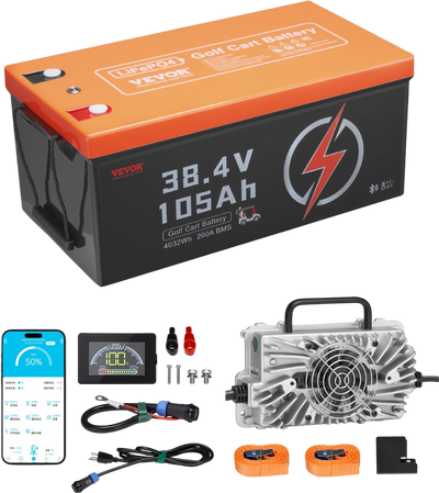 Vevor Golf Cart Lithium Battery 36V 105Ah with 20A Charger and LCD Monitor New