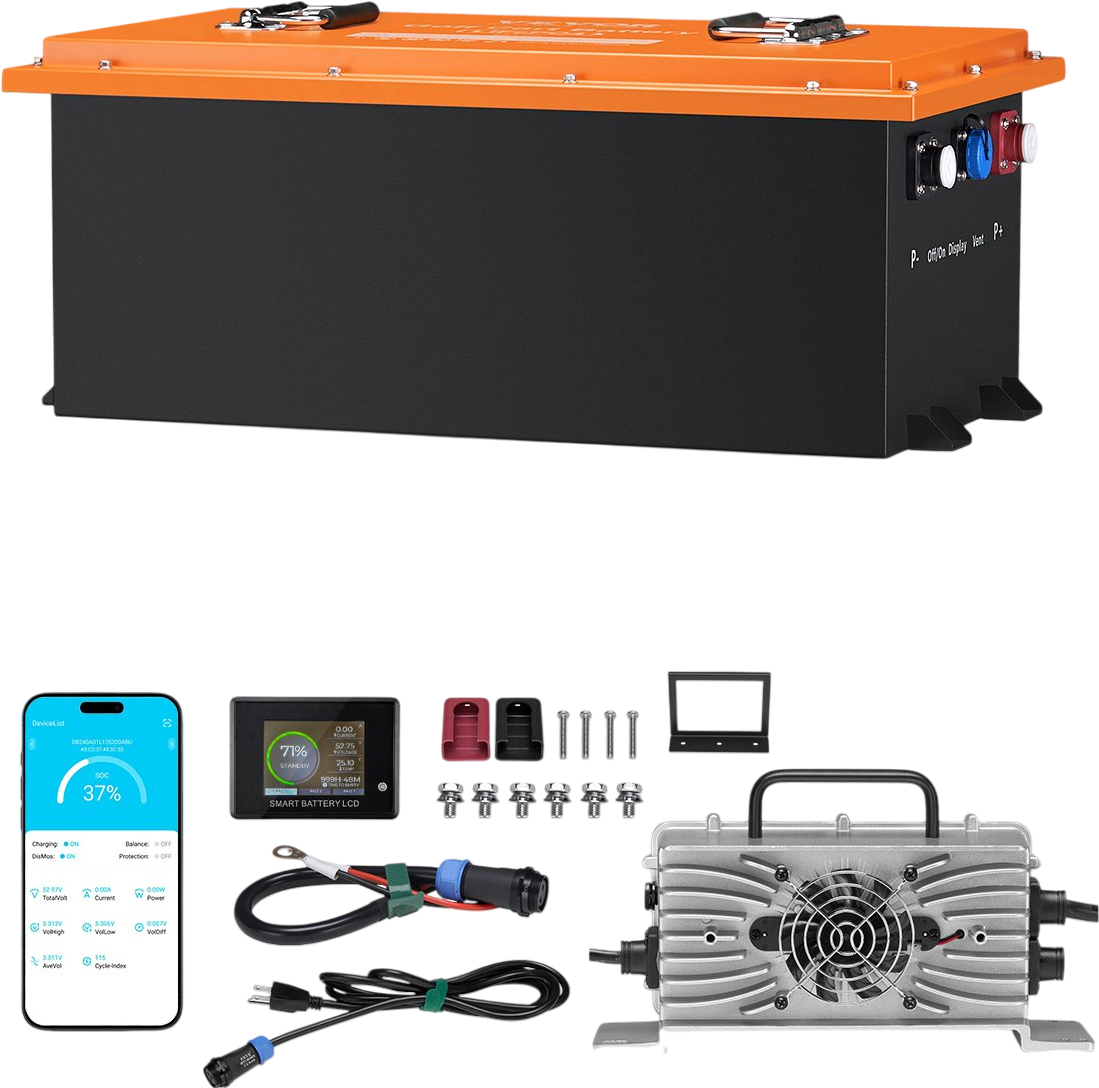 Vevor Golf Cart Lithium Battery 48V 105Ah with 20A Charger and Touch Monitor New