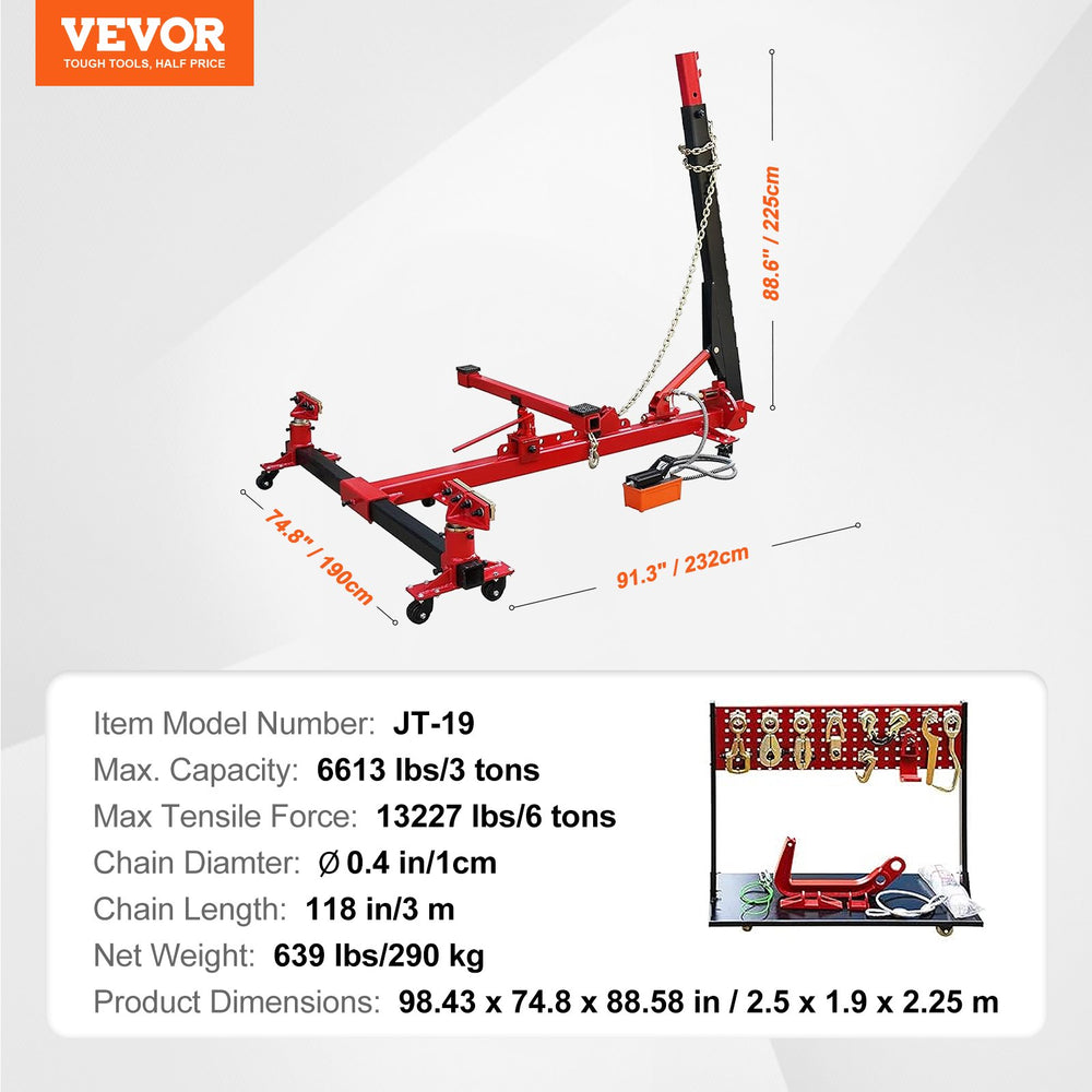 Vevor Auto Body Frame Puller Straightener with Tool Cart Clamp Set New