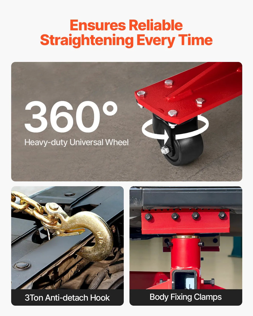 Vevor Auto Body Frame Puller Straightener 6 Ton Tension with Hydraulic Foot Pump New