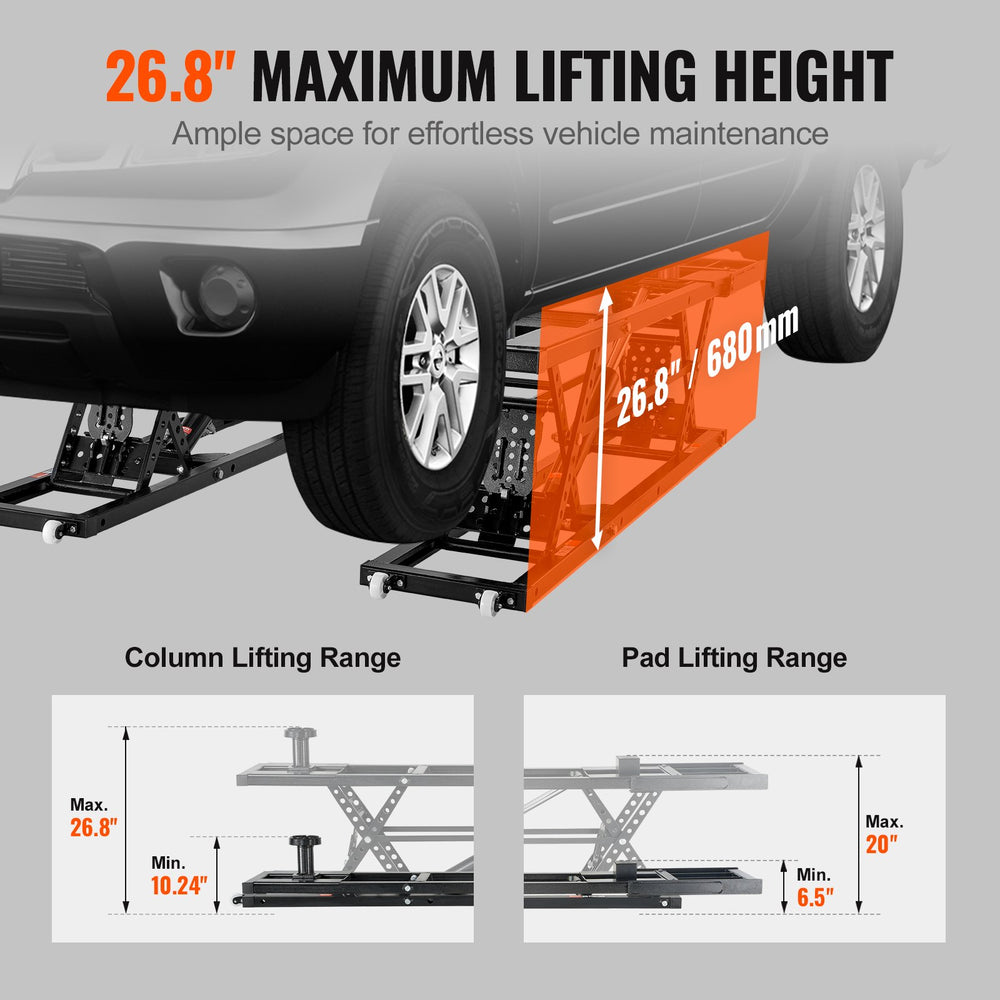 Vevor Car Lift 7,000 Lbs Capacity Portable with 120V Power Unit 26.8" Max Height New