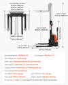 Vevor Electric Pallet Stacker 98" Lift 3300 lbs Adjustable Width Forks Straddle Legs New