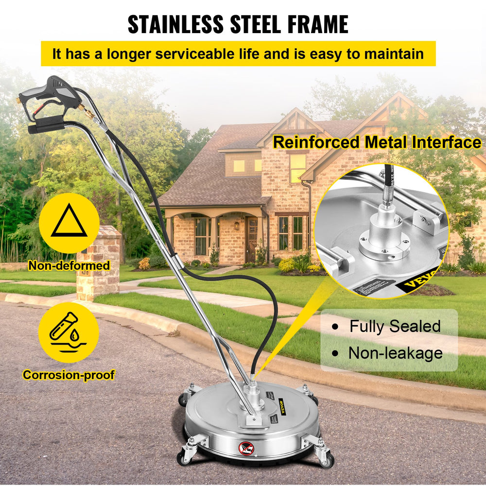 Vevor 24" Surface Cleaner 4000 PSI for Pressure Washer 3/8" Quick Connect Stainless Steel New