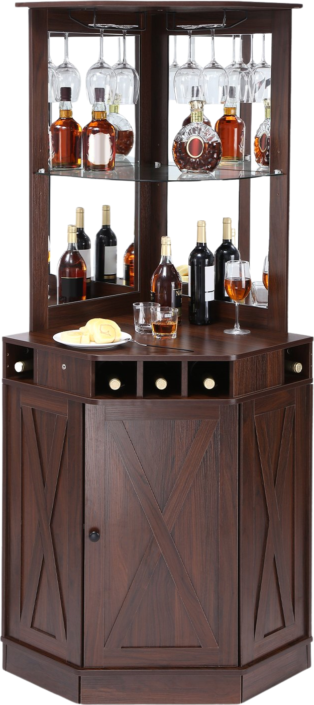 Vevor Bar Cabinet Corner Industrial Freestanding Table for Liquor and Glasses New