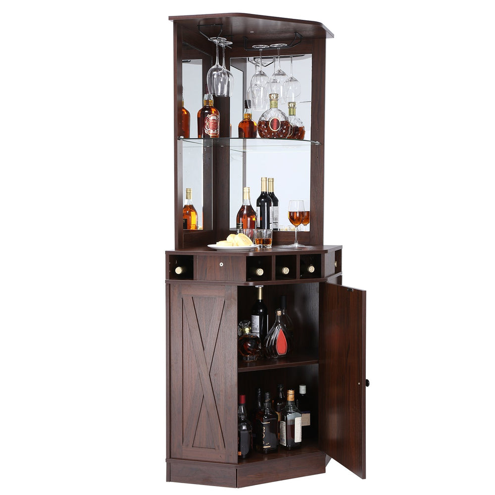 Vevor Bar Cabinet Corner Industrial Freestanding Table for Liquor and Glasses New