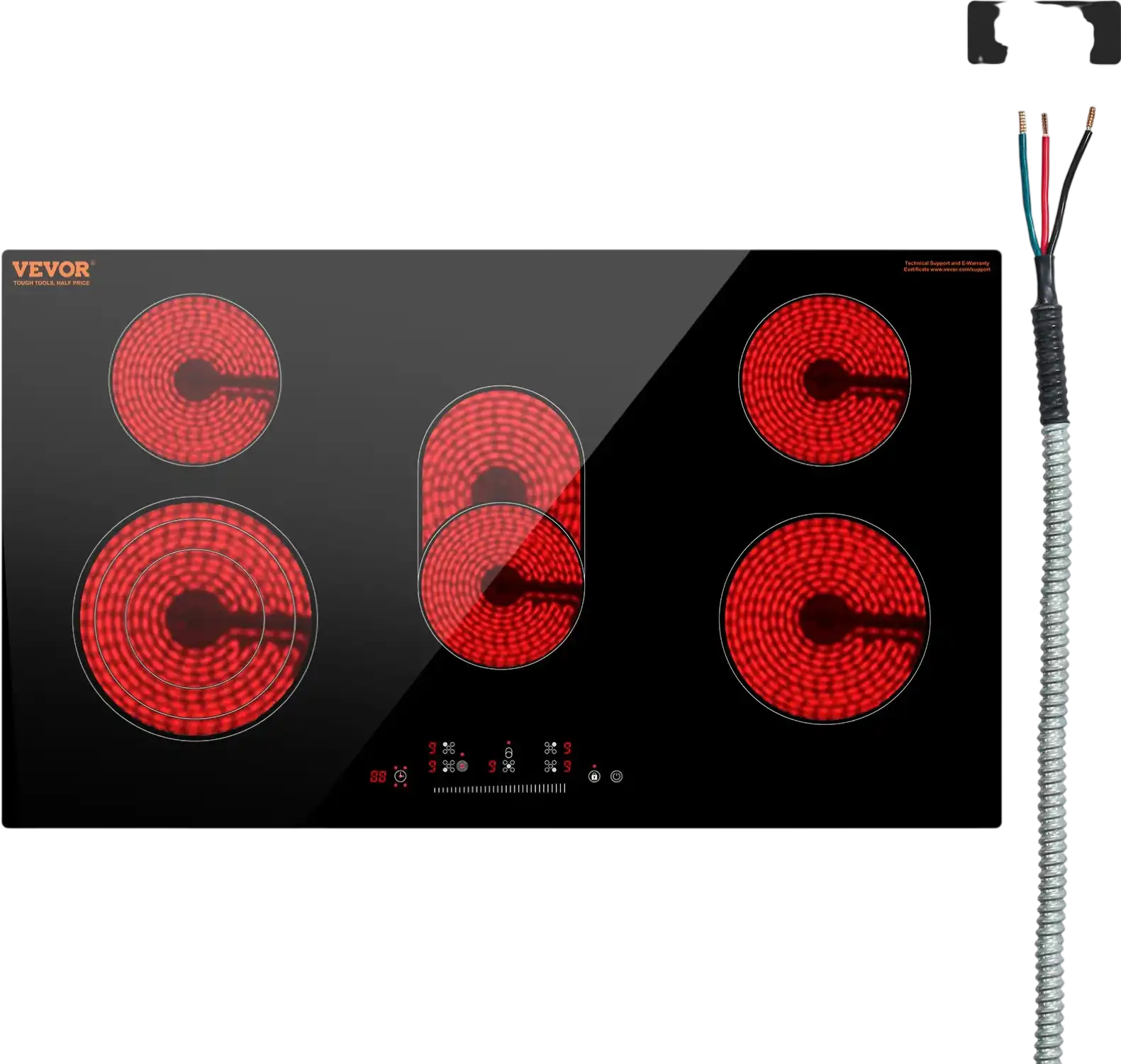 Vevor Electric Ceramic Cooktop 5 Burners with Touch Control 8600W 35.4