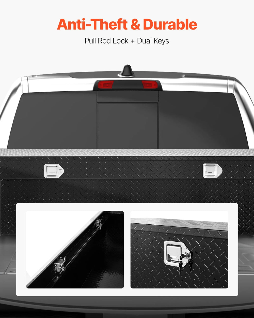 Vevor Truck Tool Box 71" x 27" x 18" Heavy-Duty Aluminum Diamond Texture with Lock New