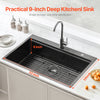 Vevor Kitchen Sink 33" Top Mount Single Bowl Drop-In Basin Stainless Steel Black New