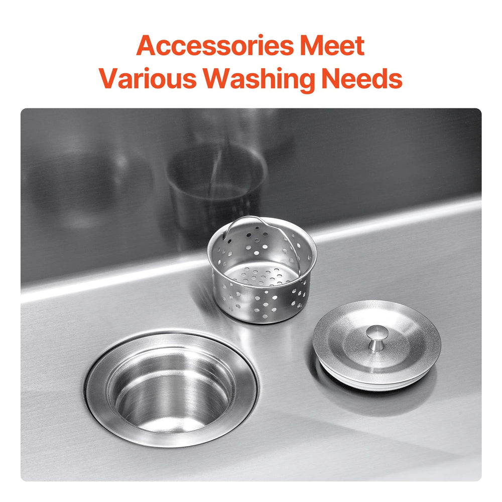 Vevor Drop-In Kitchen Sink 33" x 22" Top Mount Basin Stainless Steel New