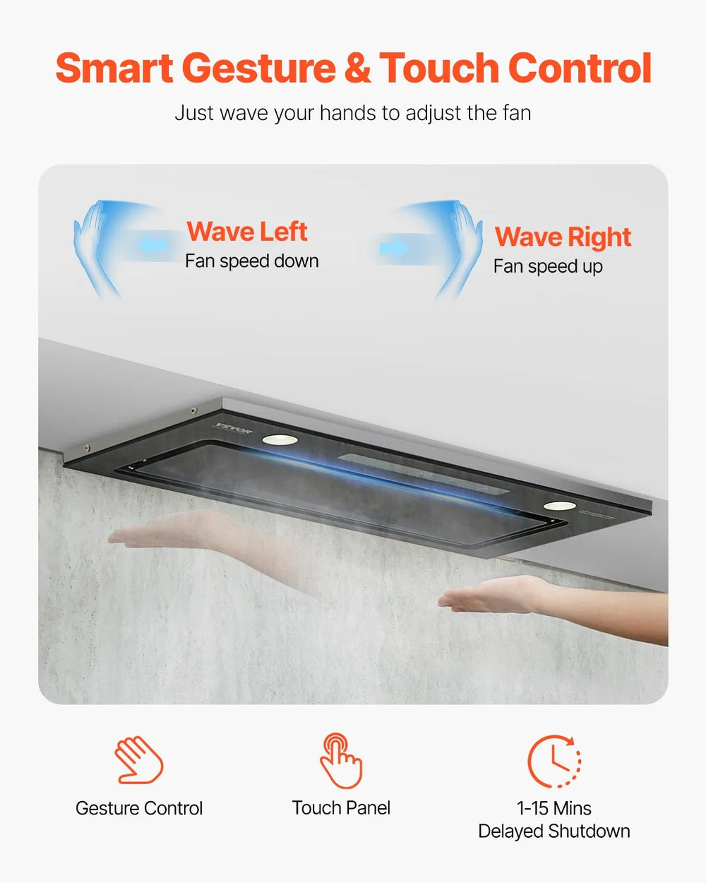 Vevor Range Hood 30" Built-in Vent 800 CFM with Gesture and Touch Control New