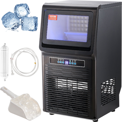 Vevor Commercial Ice Maker 70 Lbs/24H with 12 Lbs Storage Capacity LED Digital Display New