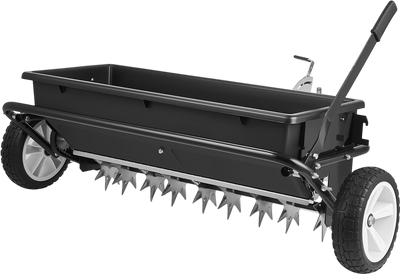 Vevor Lawn Spreader with Aeration Spikes 32 in. Width 100 lb. Capacity Universal Hitch New
