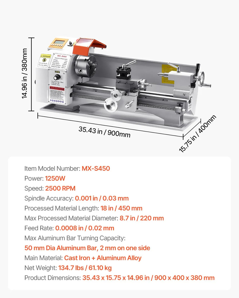 Vevor Metal Lathe 8.7