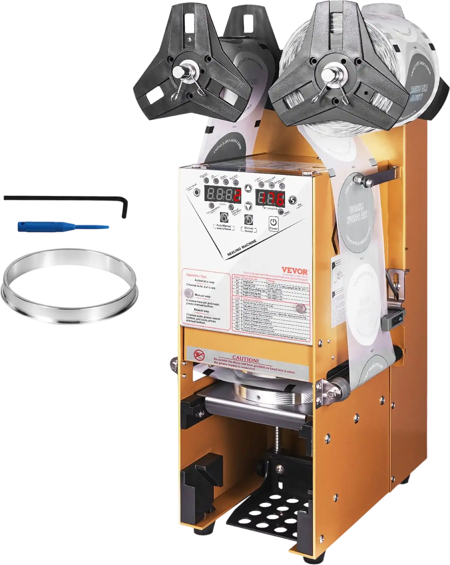 Vevor Automatic Cup Sealing Machine 500-650 Cups/H with Digital Control LCD Panel New