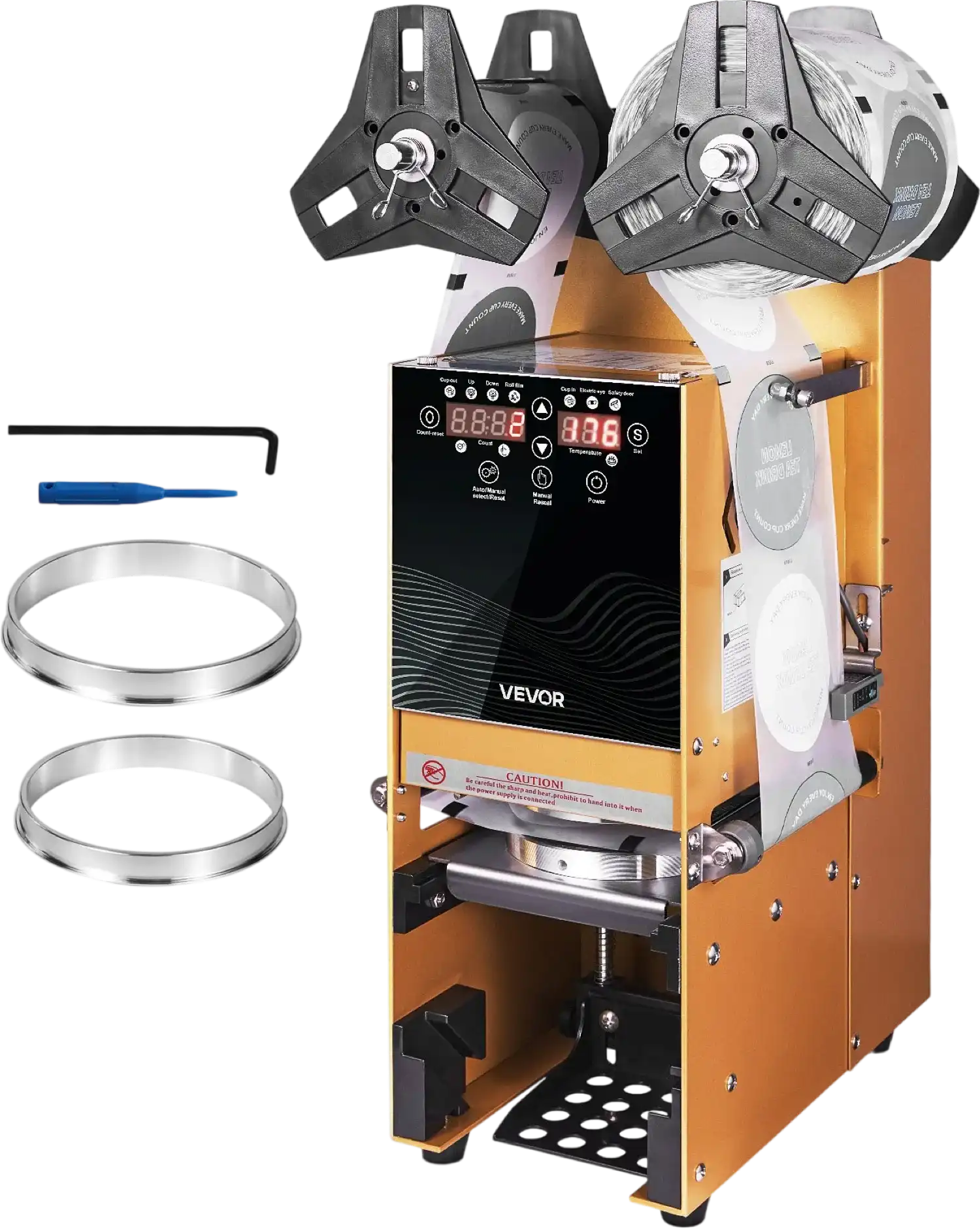 Vevor Cup Sealing Machine Fully Automatic 500-650 Cups/H with Digital Control Panel New