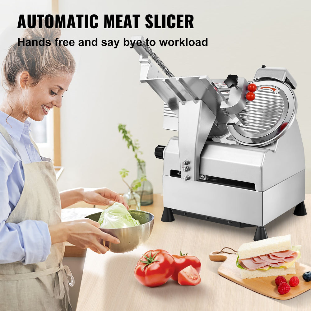 Vevor Automatic Deli Slicer 10" Blade 0-15mm Adjustable Thickness 540W New