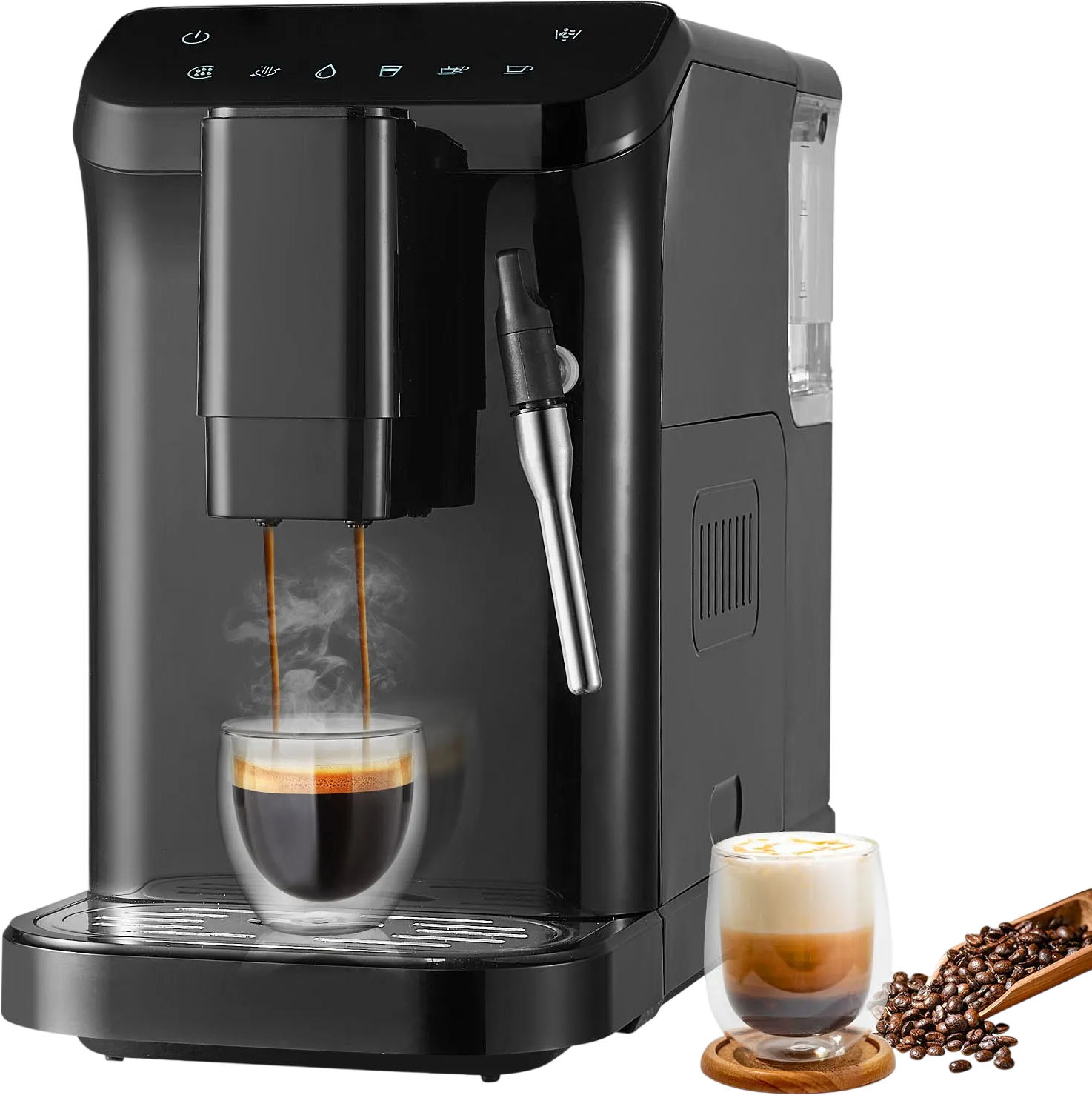 Vevor Automatic Espresso Machine with Frother Steam Wand Built-in Grinder 1.5L Water Tank New