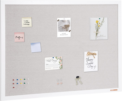 Vevor White Cork Board with Linen Surface Wall-Mounted Bulletin Board 48