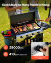 Vevor Gas Griddle Propane 4-Burner 29 in. Flat Top 28,000 BTU with Wheels New