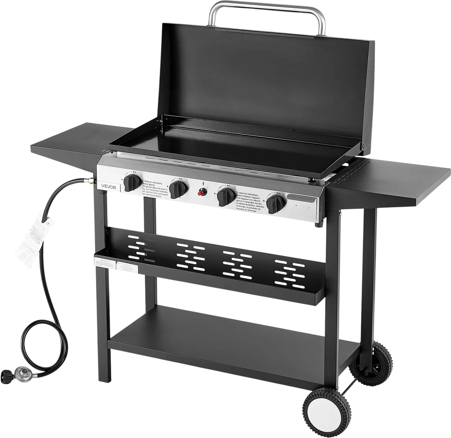 Vevor Gas Griddle Propane 4-Burner 29 in. Flat Top 28,000 BTU with Wheels New