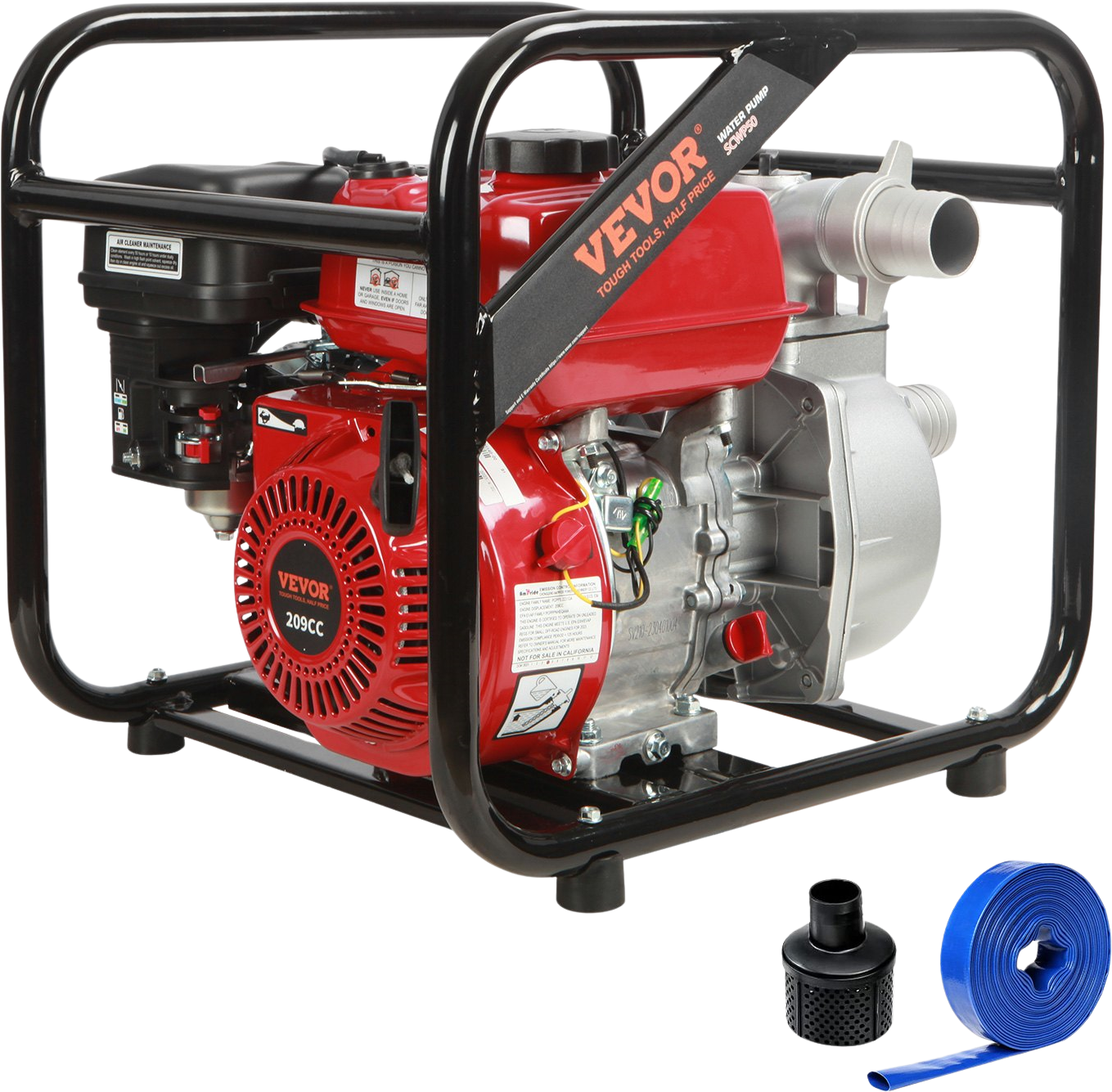 Vevor Gasoline Engine Water Pump with 25FT Hose 7HP 142 GPM New