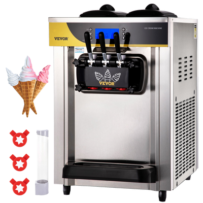 Vevor Commercial Ice Cream Maker 22-30L/H Yield 2200W Countertop Soft Serve Machine New