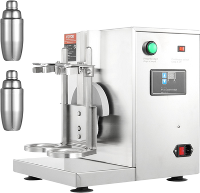 Vevor Milk Tea Shaker Machine Double Head 120W with 750mL Stainless Steel Cups New