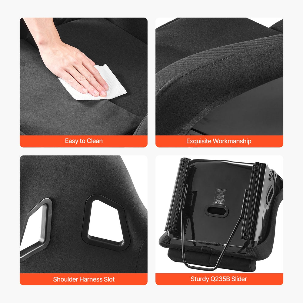 Vevor Racing Seat Integrated Chair with Velour Fabric and Slider New