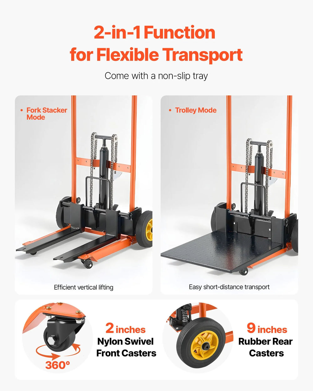 Vevor Hydraulic Material Lift Stacker with Fork Table 39.4 in. Max Lift 450 lbs New