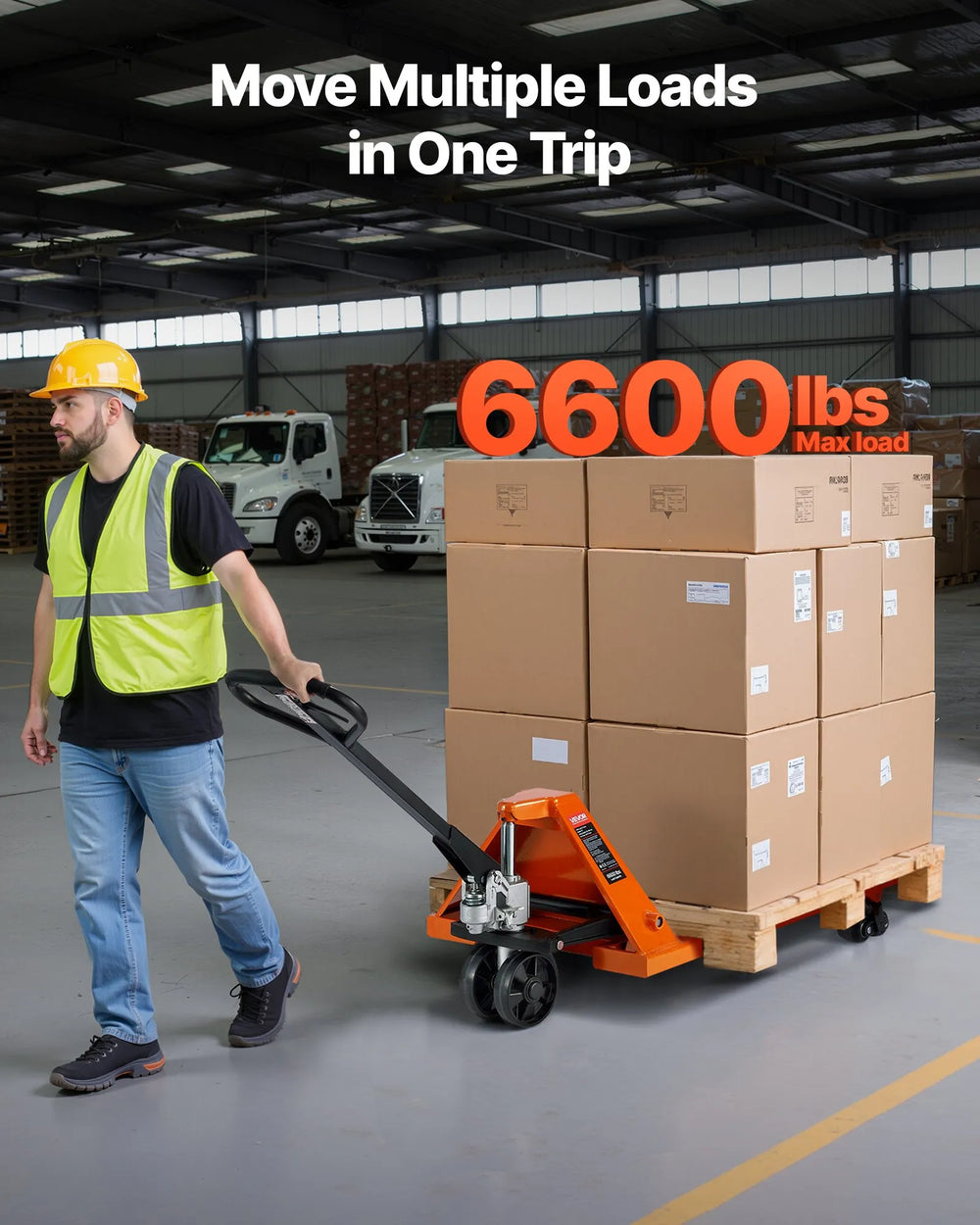 Vevor Manual Pallet Jack with 48" x 27" Forks 6600 Lbs Load Capacity New