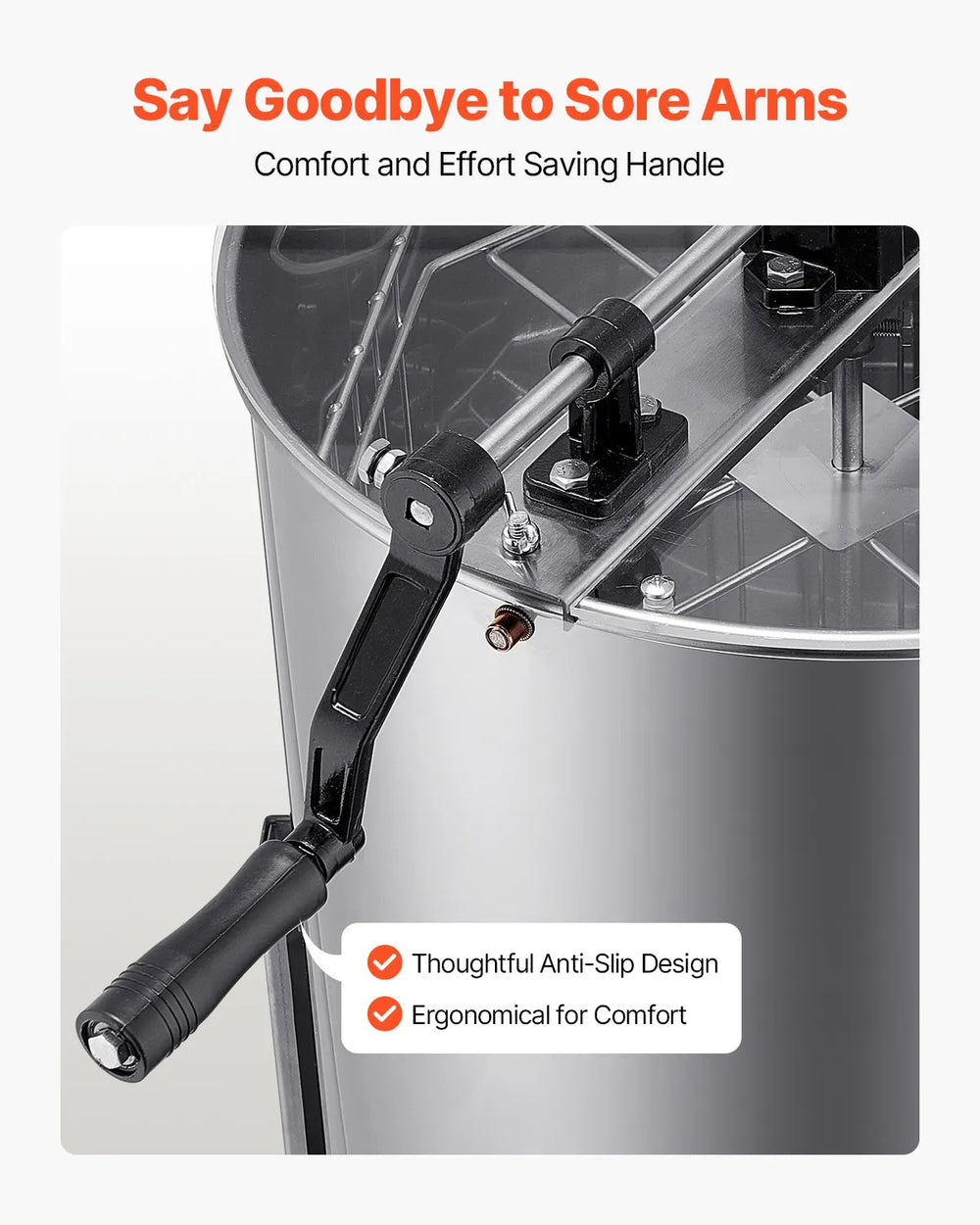 Vevor Honey Extractor Manual Spinner 4/8 Frame Capacity Stainless Steel New