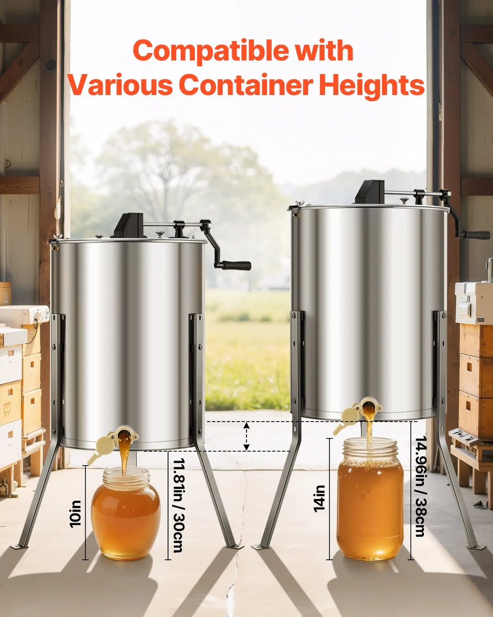 Vevor Honey Extractor Manual Spinner 4/8 Frame Capacity Stainless Steel New