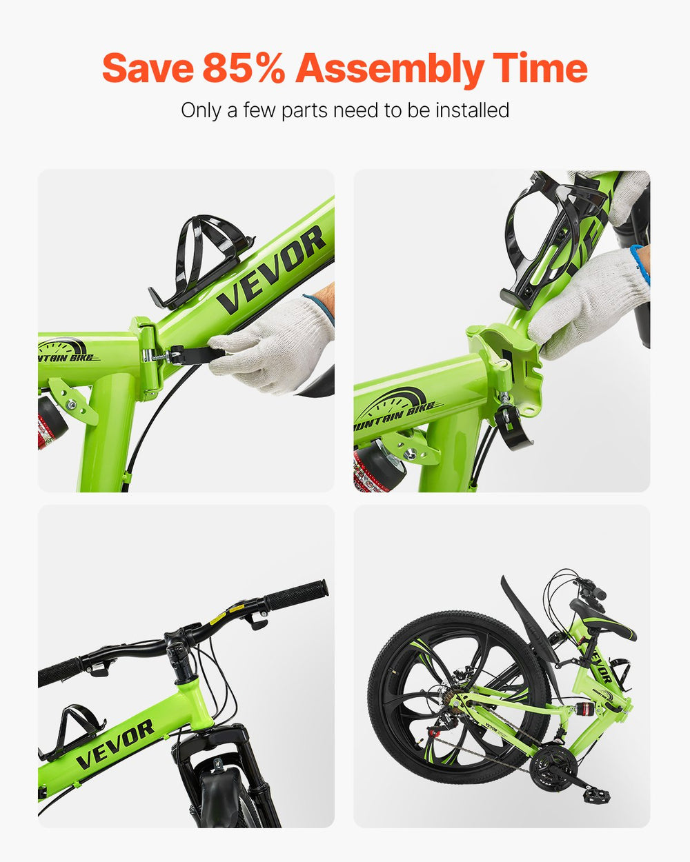 Vevor Folding Mountain Bike 26" Tires 21-Speed Full Suspension Dual Disc Brakes New