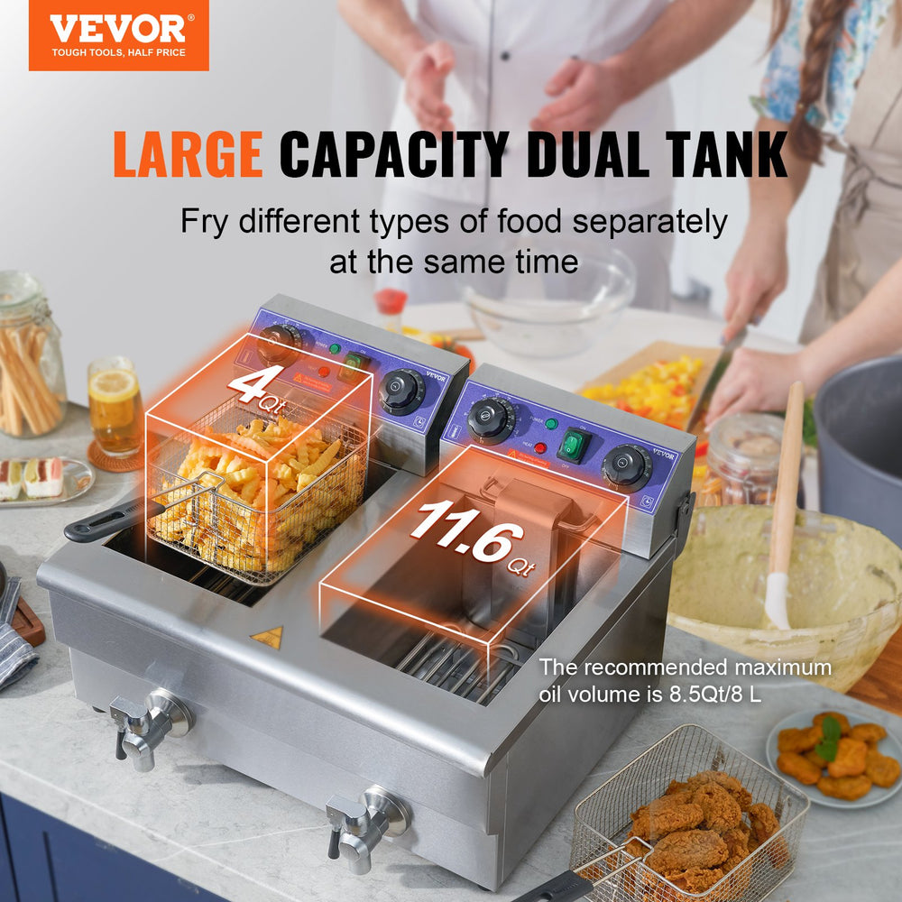 Vevor Commercial Electric Deep Fryer with Dual Tanks 3000W New