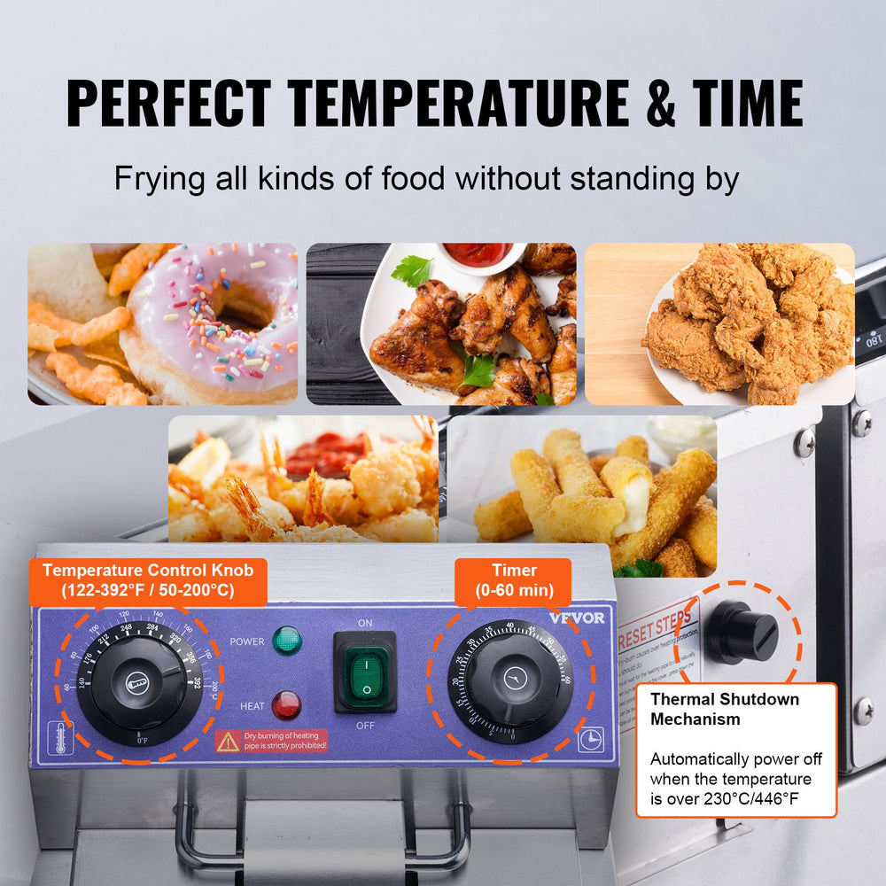 Vevor Commercial Electric Deep Fryer with Dual Tanks 3000W New