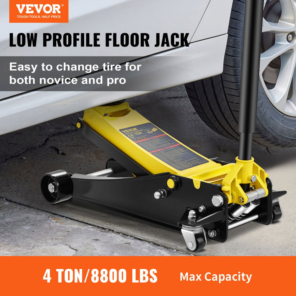 Vevor Hydraulic Floor Jack 4 Ton Low Profile Dual Piston Rapid Pump New